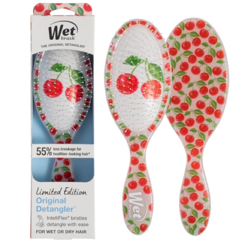 BNIB Wet Brush Original Detangler Limited Edition Cherry Print Hairbrush